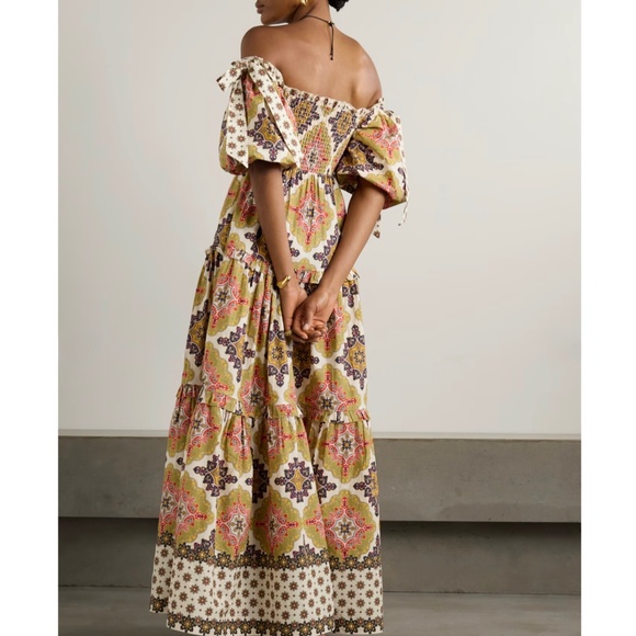 Cara Cara Tie-Detailed Cotton-Voile Dress with Shirred Bodice & Ruffled … - Picture 6 of 11